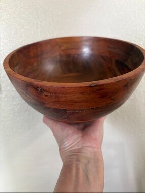 Handcrafted Wooden Serving Bowl - Warm Brown